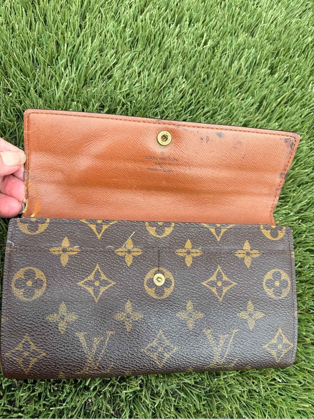 Louis Vuitton Monogram Long Wallet Sarah Authentic 1996 DateCode Spain Damaged - Picture 4 of 12
